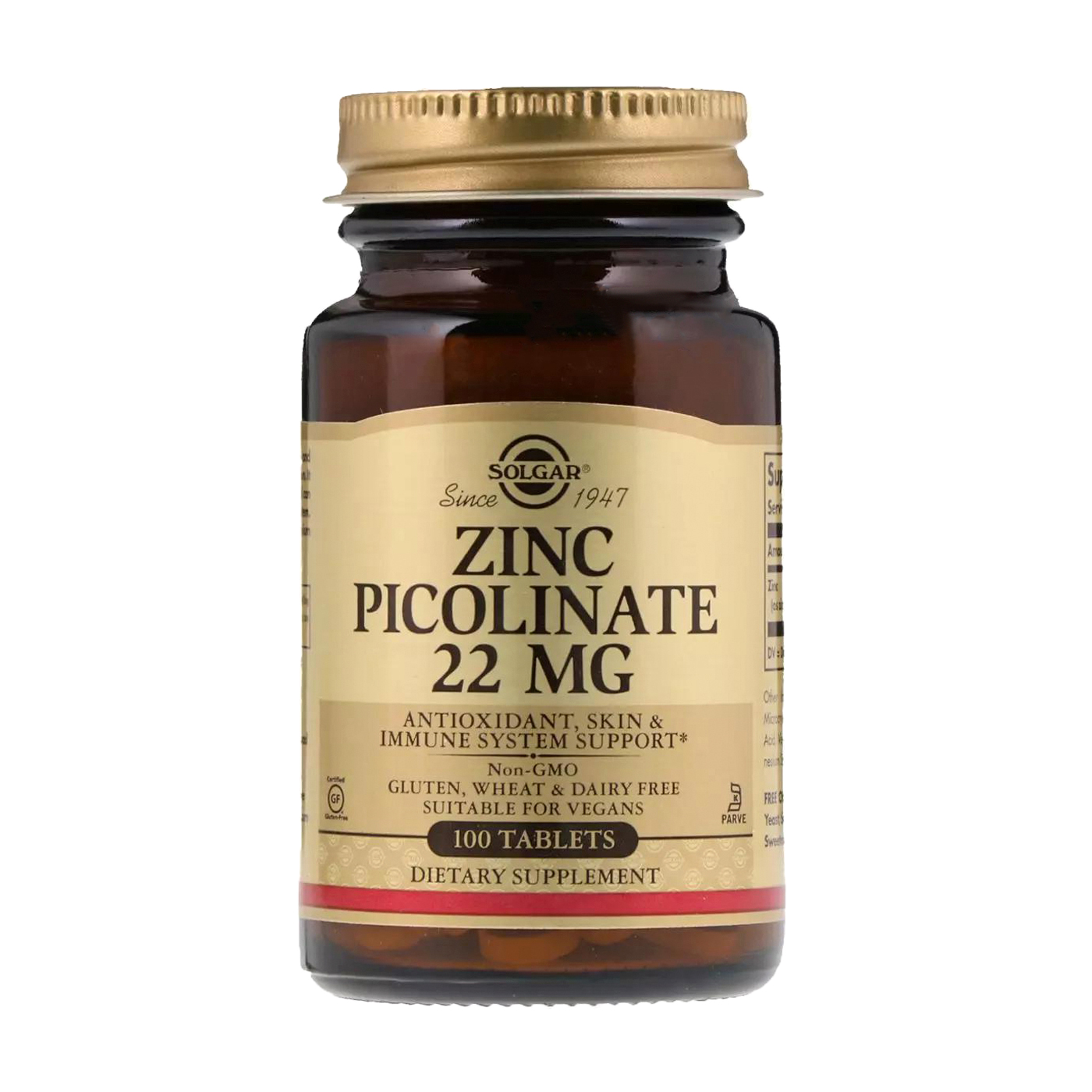 Піколінат цинку Solgar Zinc Picolinate 22 мг, 100 таблеток